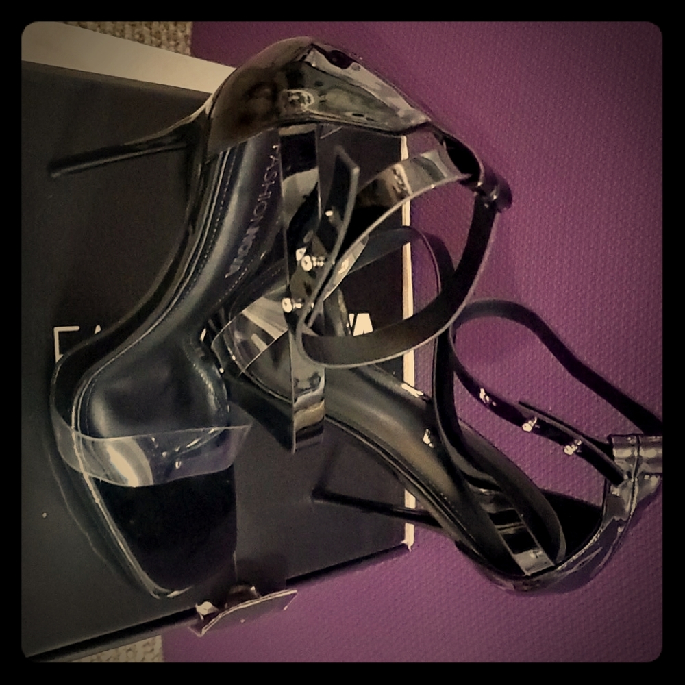 Black stiletto sandals